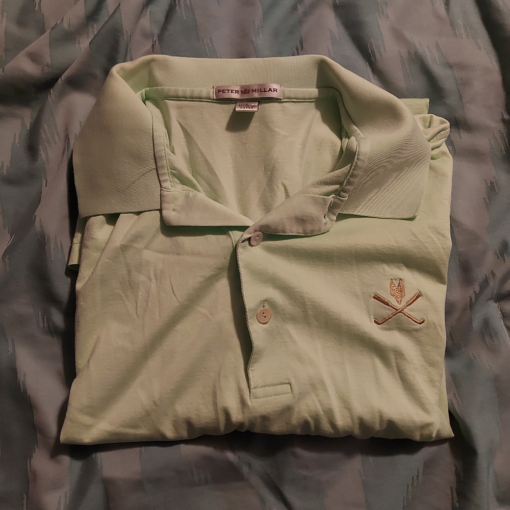 Peter Millar Polo Shirt Mens Large Neon Green‎ Golf Activewear